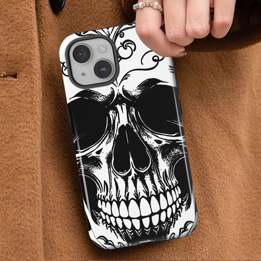 Крутой черный чехол с черепом для Apple iPhone 17 15 Pro Max 16e 12 14 16 Air 11 Plus XS XR 13 Мягкая крышка Capa