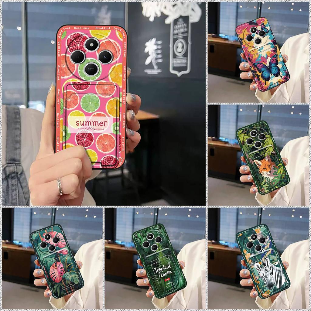 Fashion Design Back Cover Phone Case For Redmi A4 5G Cartoon Card Bag Cover Waterproof Dirt-resistant Silicone TPU Cute