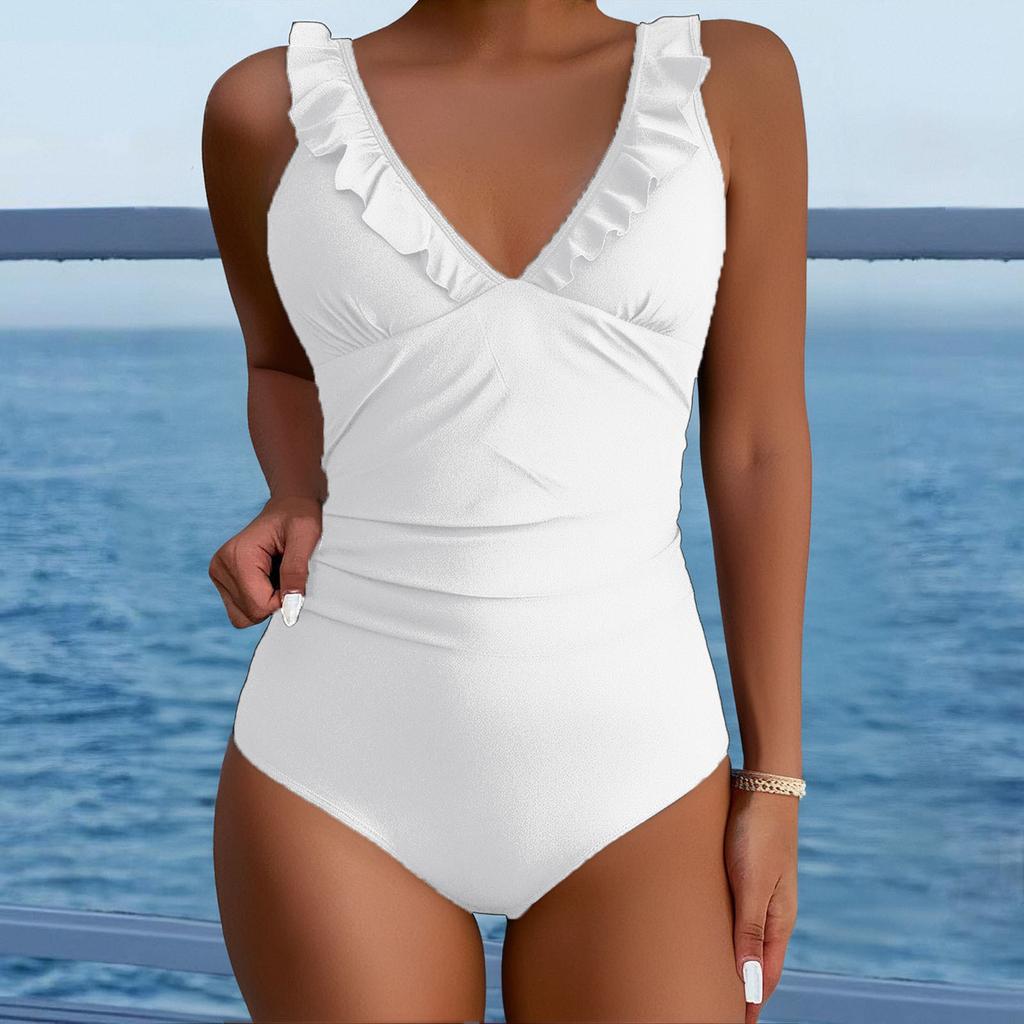 Женский цельный модный бикини однотонный сексуальный с бюстгальтером без стального бюстгальтера купальник