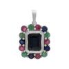 Серебряная подвеска с сапфиром 0.882ct, изумрудом, рубином (2182375)