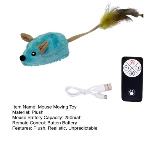 Interactive Mouse Moving Cat Toy Rechargeable Automatic Moving Plush Mice for Indoor Cats