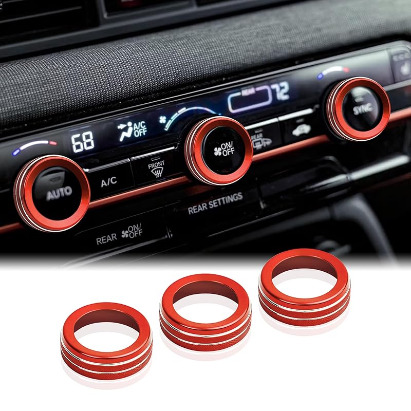 for Honda Passport 2026 Accessories - 3-Pieces Aluminum Alloy Air-Conditioning Knob Cover Trims (Orange) - DvlynAuroa