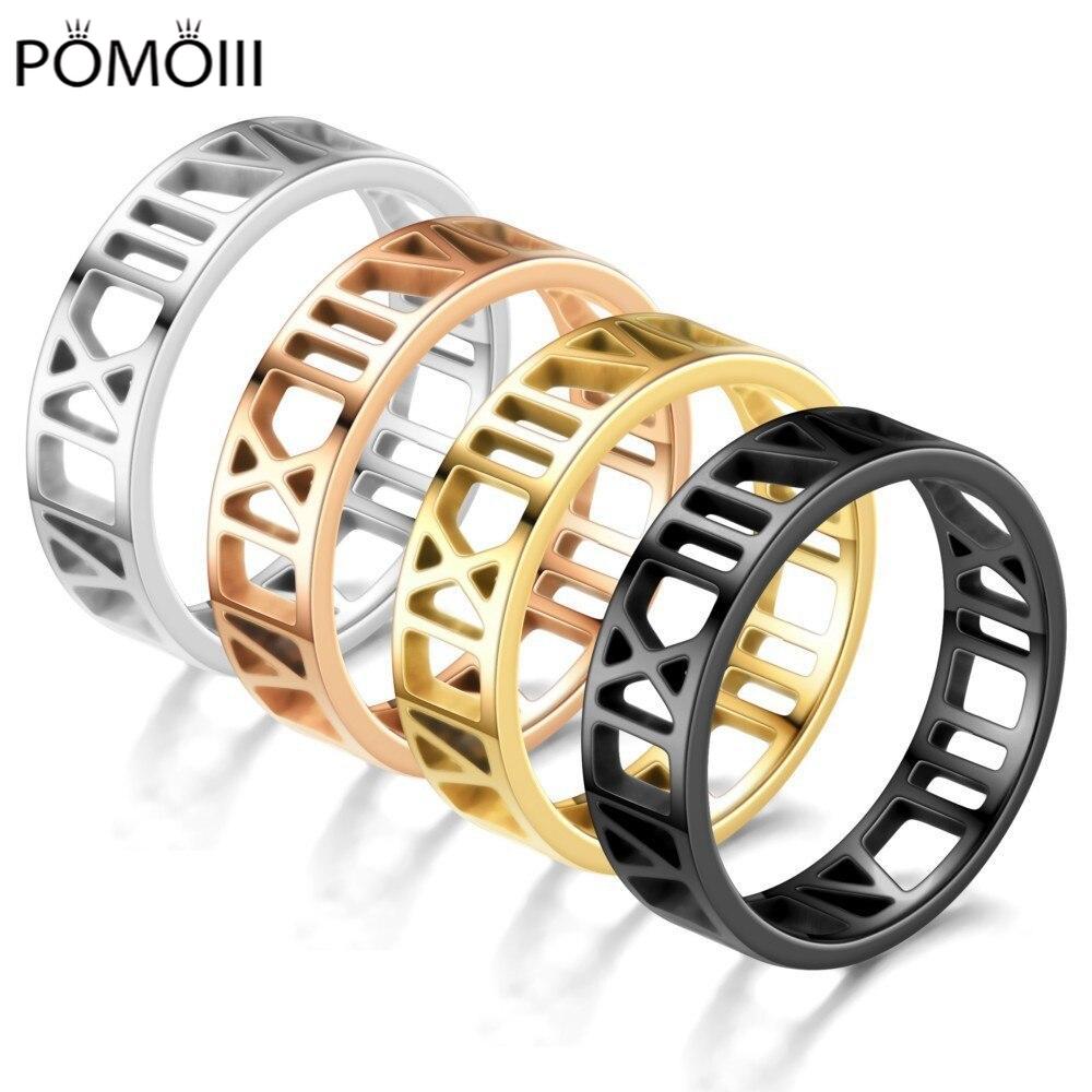 Bxzyrt римские цифры кольцо из нержавеющей стали для женщин и мужчин классические повседневные кольца из розового золота для пар ювелирные изделия подарки на годовщину