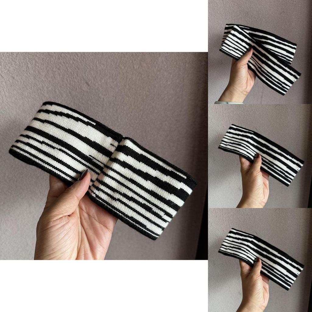 Korean Style Knit Zebra Pattern Hair Band With Wide Edging For Women And Men