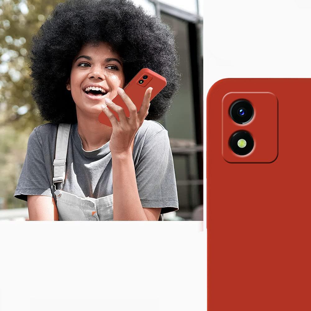 Silicone case for Vivo Y01 with camera protection, red