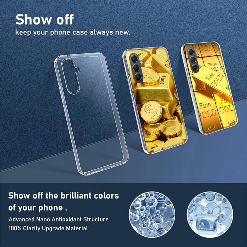 Gold Bar Wealth and Finance Phone Case for Samsung A16 A26 A36 A56 A17 A37 A57 A07 A06 A02S A03 A04S A05S Galaxy Note 20 10 A50S