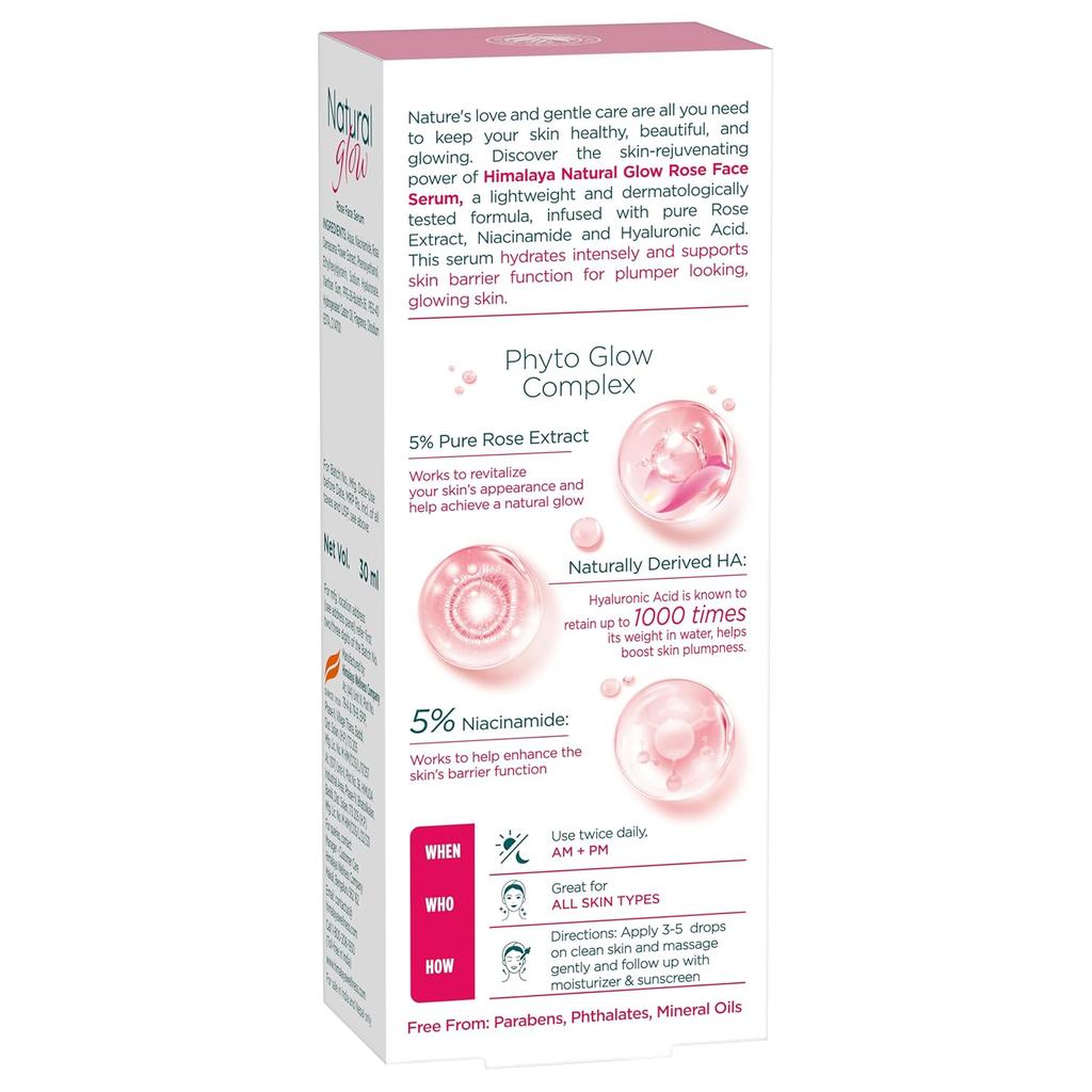 Himalaya Rose Face Serum 30ml With Hyaluronic Acid & Niacinamide For Glowing Hydrated Skin