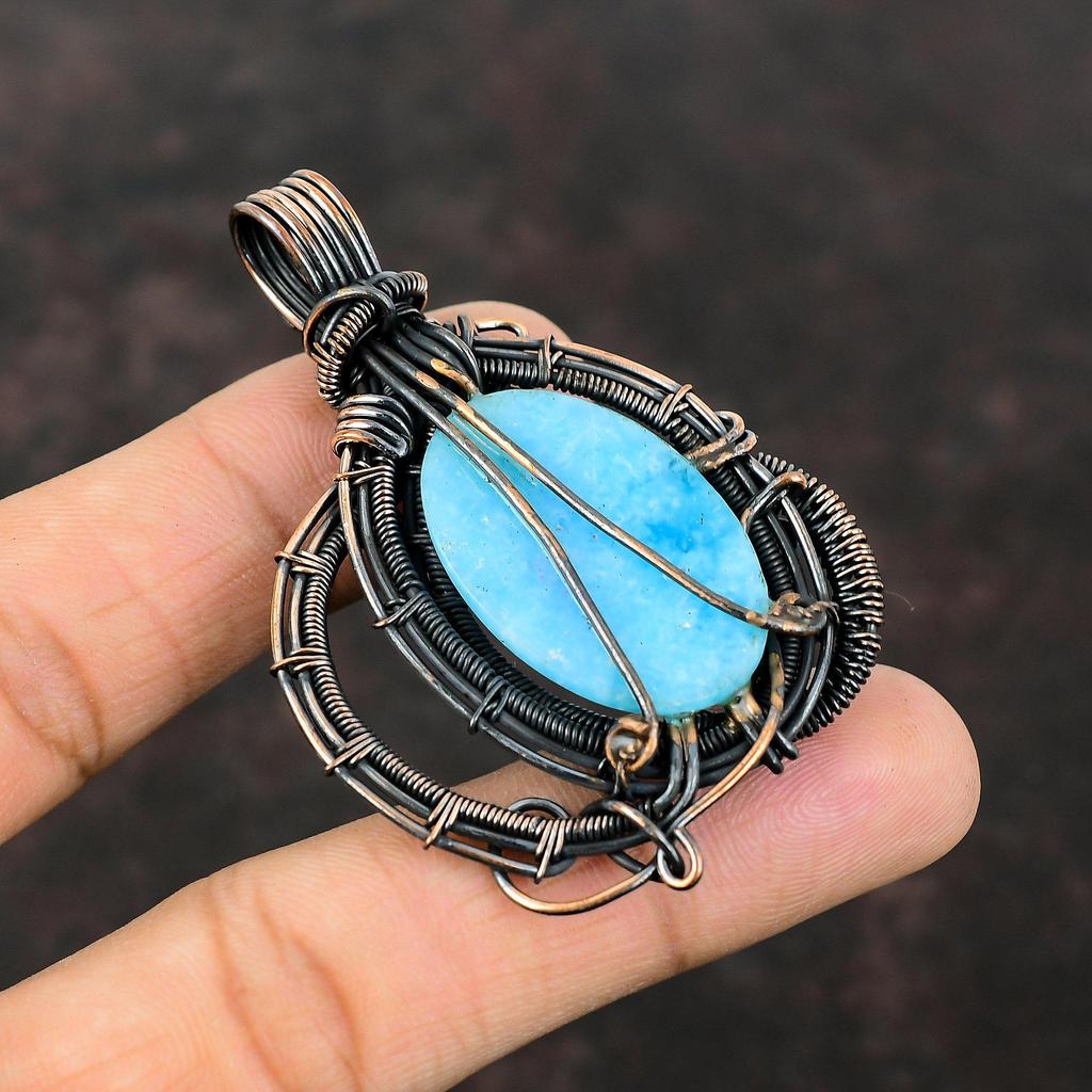 Смитсонитовый кулон, подвеска из медной проволоки, ювелирные изделия из Смитсонитового драгоценного камня, элегантный кулон, кулон ручной работы, медные ювелирные изделия, подарок для женщин