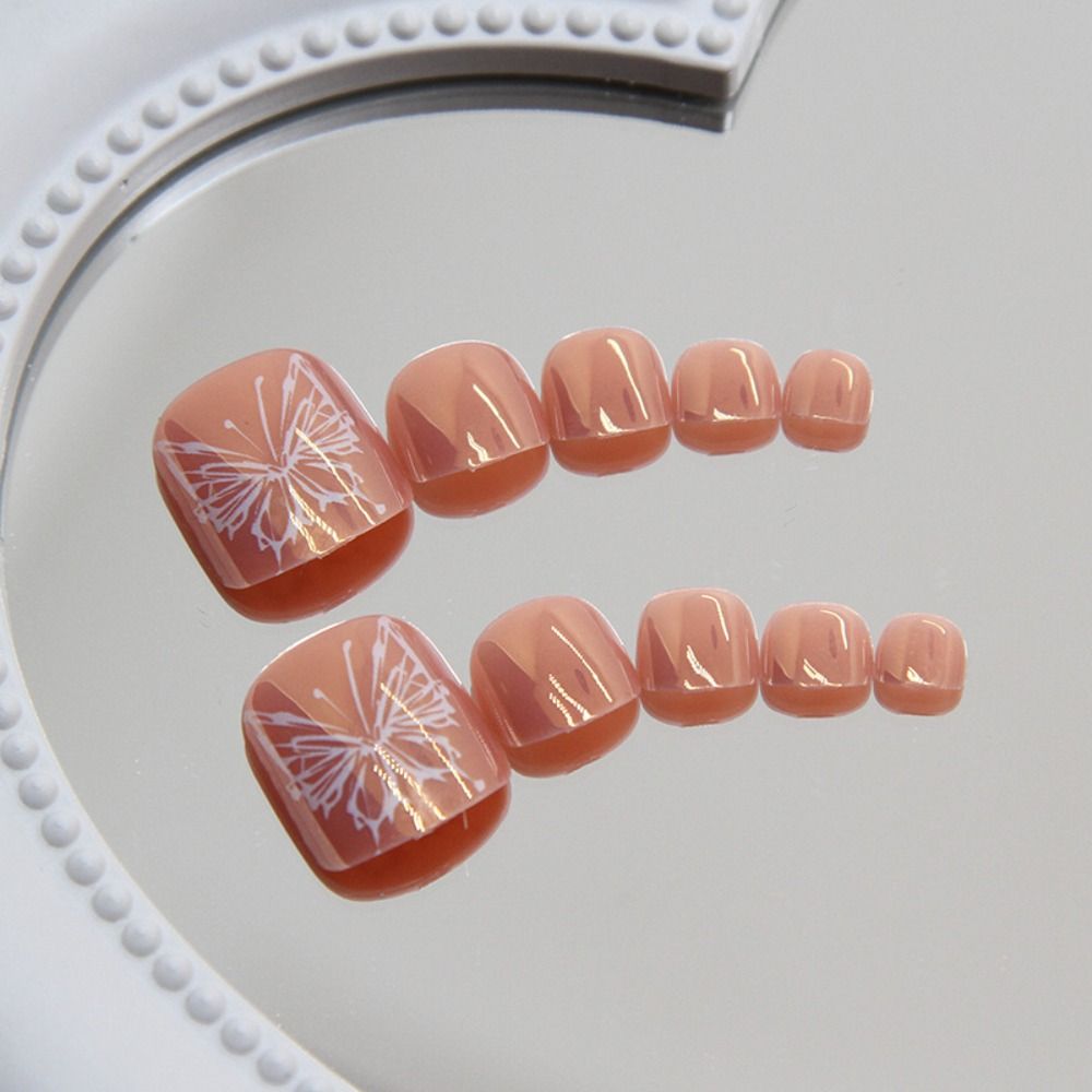 Простые накладные ногти на ногах, французские ногти на ногах, модные ногти на ногах для женщин и девочек