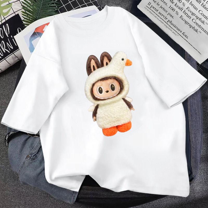 Футболка с коротким рукавом, топ, модный принт LABUBU, всепогодный, унисекс