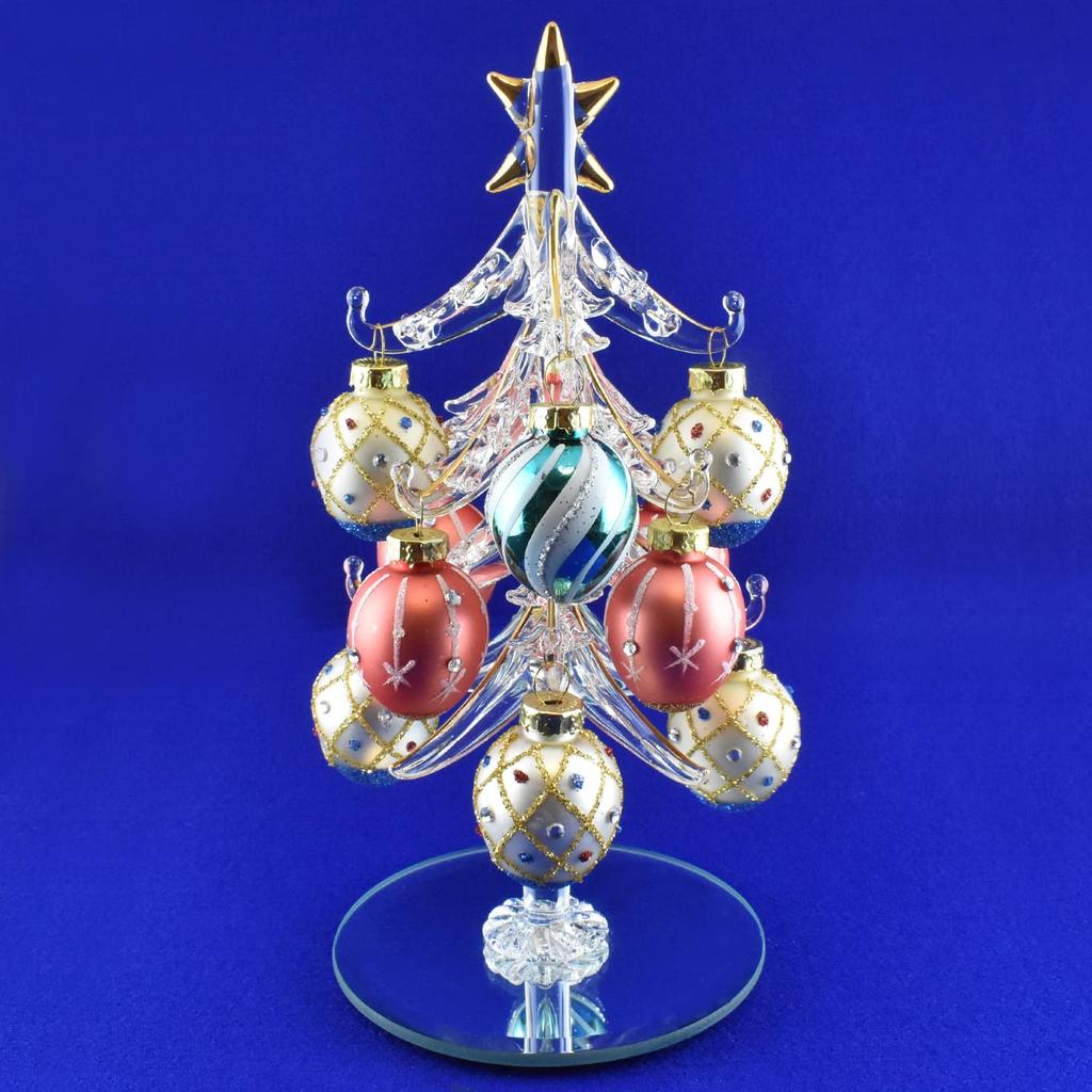Fourcart Cute Handmade Glass Christmas Tree Ornament Set: Milky Drop Tree X 3