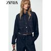 Zaprha 2025 Осень Новые Женские Простые и Универсальные Джинсовые Рубашки с Коротким Лацканом и Длинным Рукавом Верхняя Одежда 1934231
