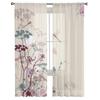 Watercolor Flowers Dragonfly Art Drapes for Living Room Bedroom Decor Transparent Chiffon Sheer Window Curtain