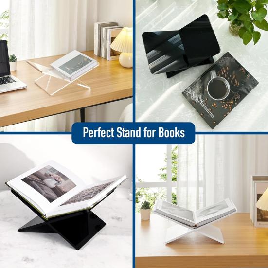 2 шт./комплект акриловая подставка для книг держатель X-образный дизайн прозрачный стиль утолщенная полка для чтения книжная витрина для книг