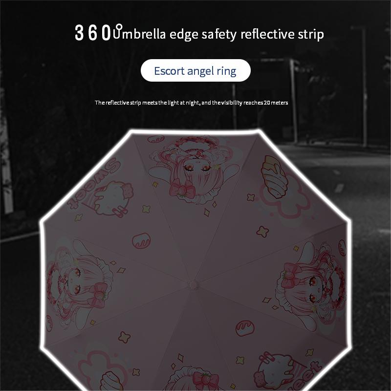 Cartoon Children'S Folding Umbrella Fully Automatic Rebound-Proof Safety Three-Fold Primary School Student Umbrella