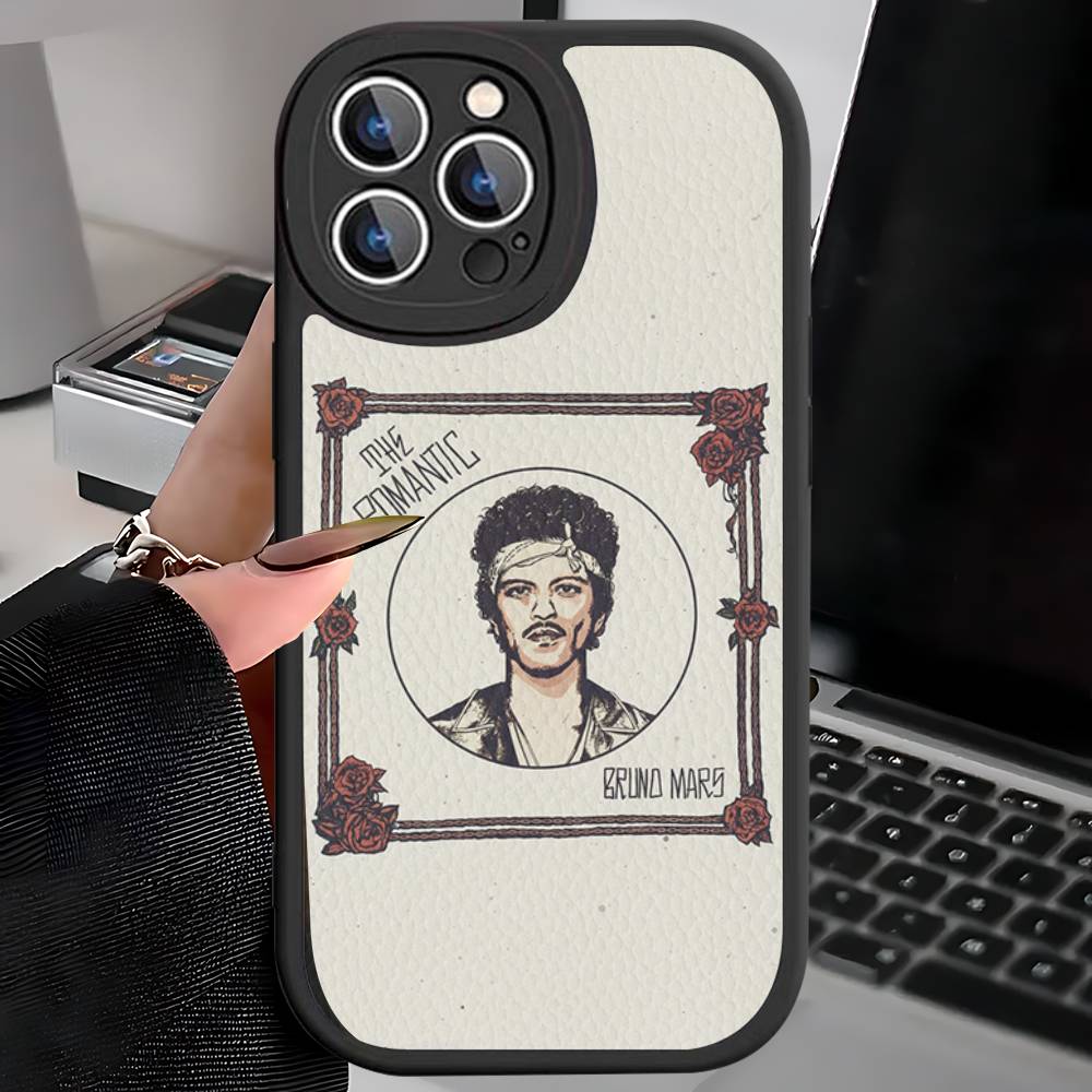 Famous Bruno Mars The Romantic Leather Phone Case For IPhone 15 14 13 Pro Max 12 11 16 Plus Phone Cover