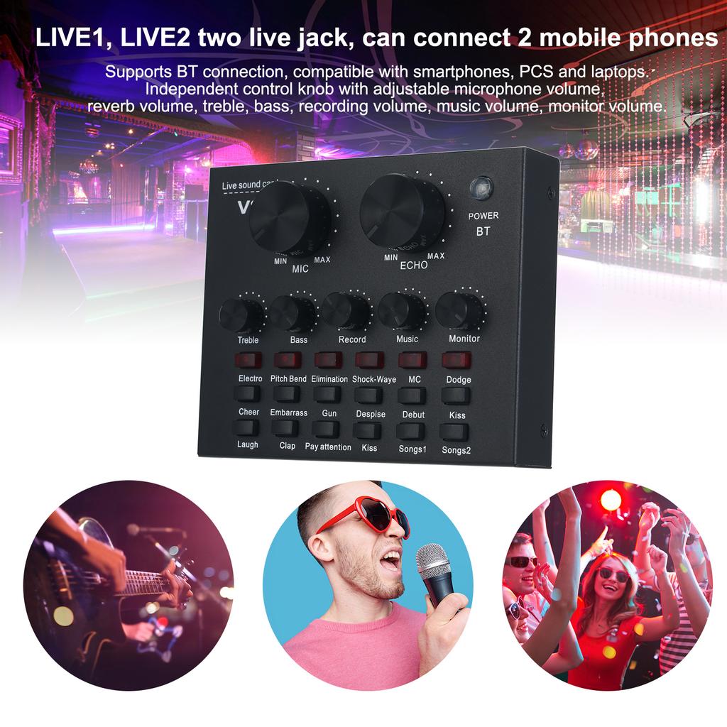 Многофункциональная звуковая карта BT Live, интеллектуальный звуковой микшер, звуковая карта для компьютеров и мобильных телефонов, живой звук