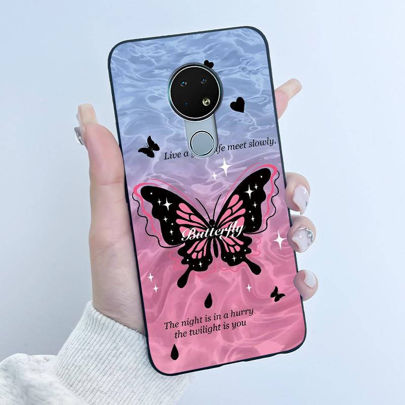 Милый Чехол Для Nokia 6.2 / Nokia 7.2 Fundas Capa Печатный Корпус Защитная Крышка Мягкий Силикон Мультяшный Черный Корпус Coque