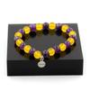 Stones and Minerals. Amethyst Pearl Bracelet + Yellow Agate 8 Mm. Made In France.