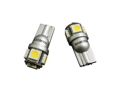 Mameden T10 LED Белый 5050 3-чиповый 5-рядный SMD Габаритный огонь, Освещение номерного знака, Освещение салона (Клин одинарный) Набор из 2