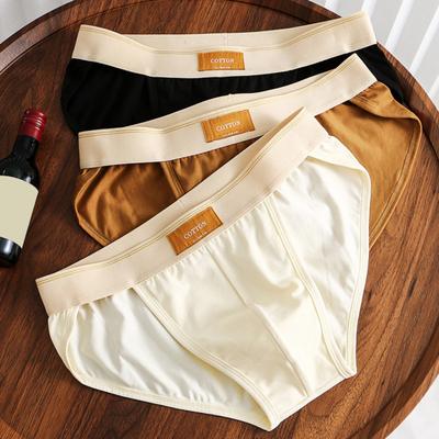 Мужские трусы со средней талией, однотонные, мягкие дышащие, впитывающие влагу, хлопковые, быстросохнущие, тонкие, свободные, эластичные, противоусадочные, мужские трусы, нижнее белье