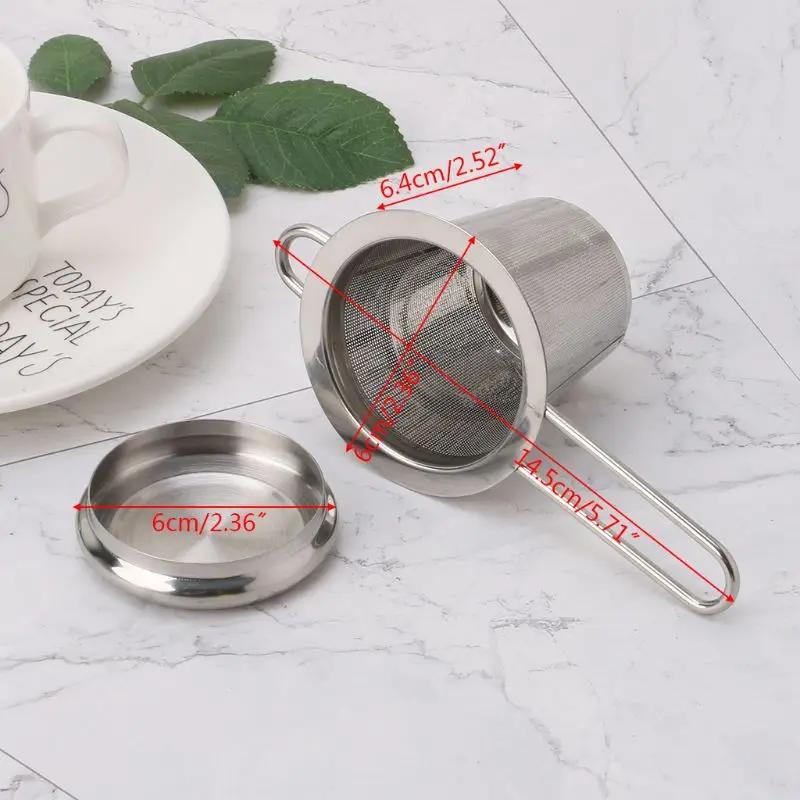 Reusable Mesh Tea Infuser Stainless Steel Strainer Loose Leaf Teapot Spice Filter With Lid Cups Kitchen Accessories