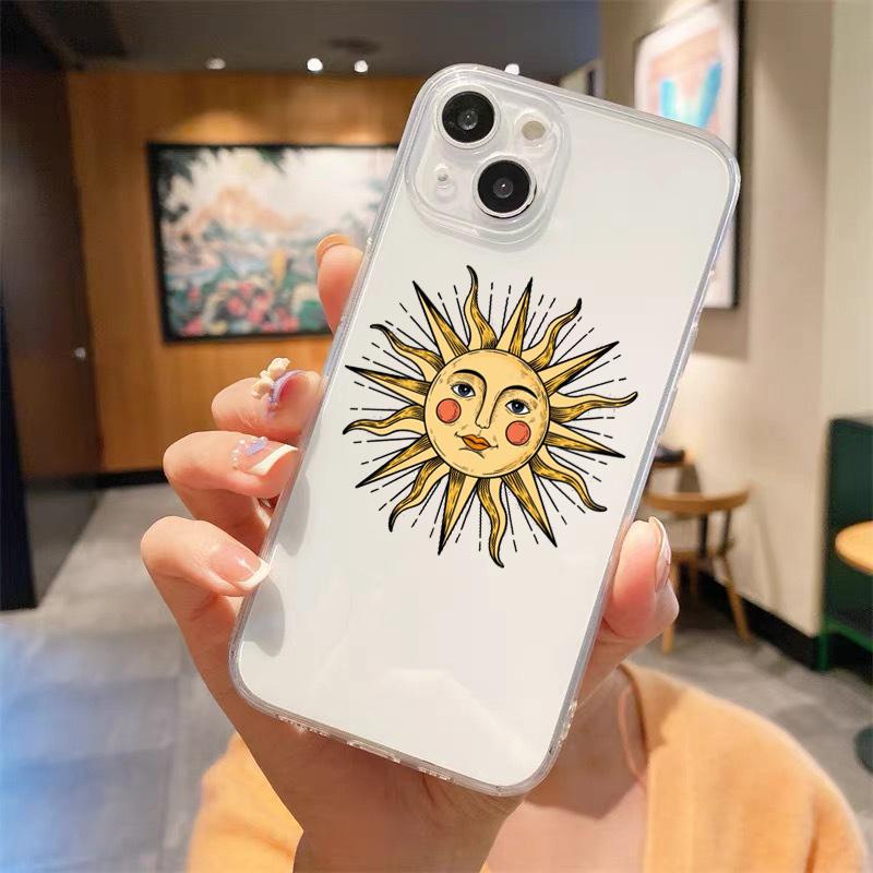 Забавный прозрачный чехол для телефона Sun Moon Angel Eyes для iPhone 14 13 11 12 Pro Max X XR XS 7 8 Plus SE, мягкий чехол, роскошный чехол, чехол