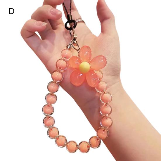Женский ремешок на запястье для телефона ярких цветов, цветочные бусины, веревка для телефона на запястье, анти-потерянный чехол для мобильного телефона, ручной ремешок