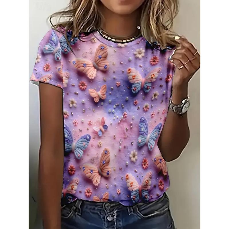 Летняя модная женская футболка с красивыми цветами, стильные повседневные футболки с короткими рукавами и круглым вырезом, топы