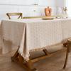 Cotton Linen Tablecloth Rustic Farmhouse Square Tablecloths Burlap Table Covers with Tassel for Kitchen Dinning Picnic Wedding