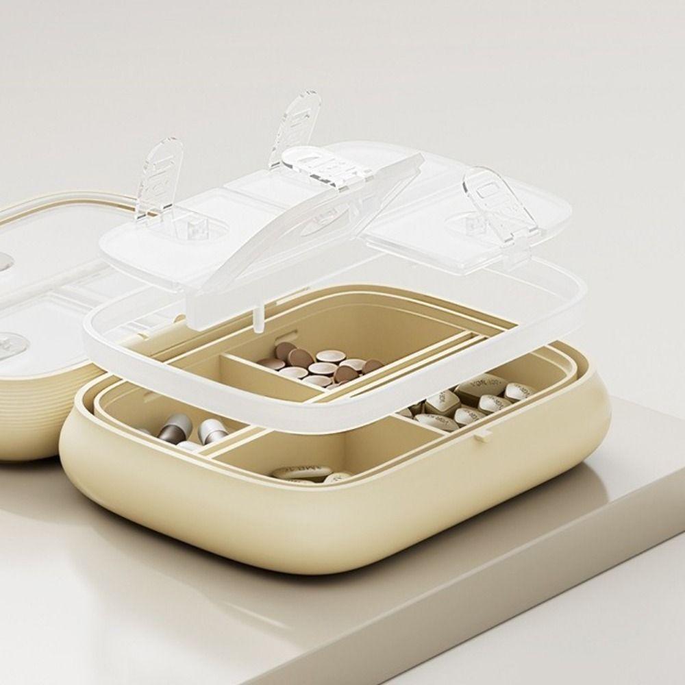 Moisture-Proof 7 Grids Pill Box Sealed Weekly Pill Box Double Layer Pill Organizer  Travel