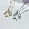 Korean Simple Style 18k Gold-Plated Silver Deer Necklace with Pearl, Women's Clavicle Chain, Christmas Gift