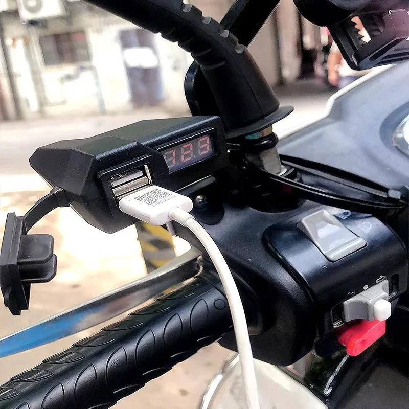 Мотоциклетное зарядное устройство Двойное USB гнездо с прикуривателем 3.1 А Быстрая зарядка 3.0 Переключатель ВКЛ/ВЫКЛ 10-24 В Цифровой вольтметр