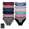 Women's Cotton Panties Sexy Soft Striped Underpants Solid Color Briefs Female Comfortable Stretch Lingerie M-XL 12 Pcs/set