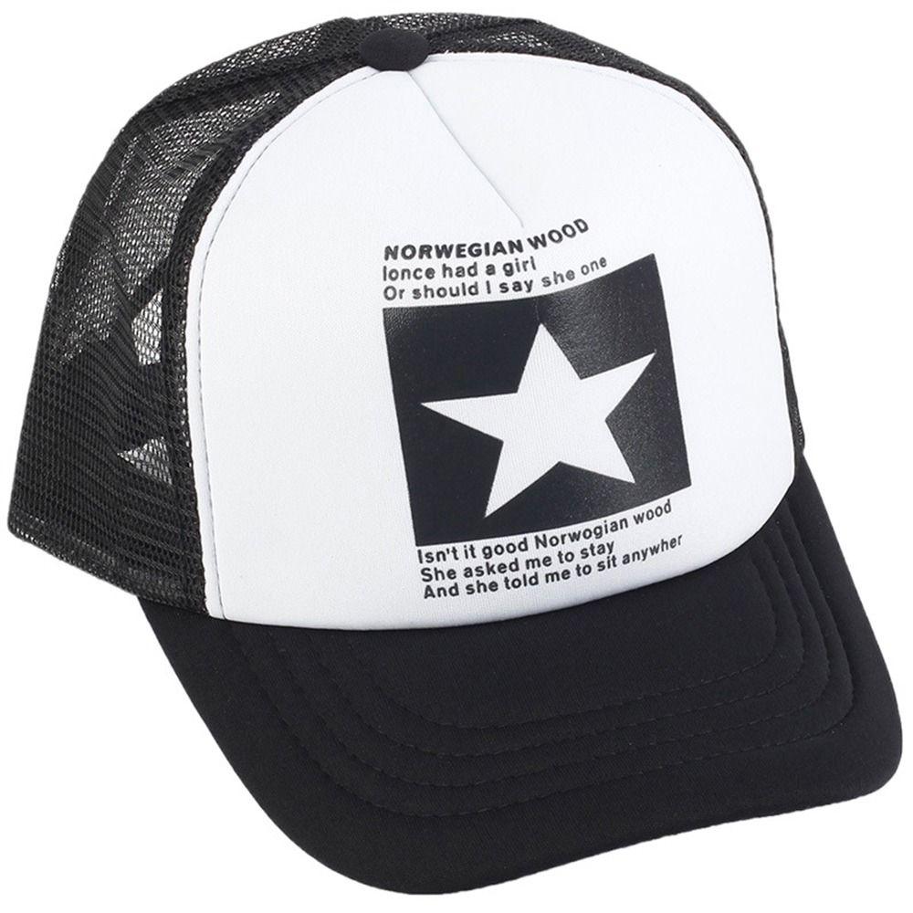 Breathable Outdoor Five-pointed Star Letter Korean Visors Cap Snapback Cap Baseball Cap Mesh Hat