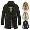 Men Retro Jacket Lapel Long Sleeve Single Breasted Business-Style Outwear Solid Color Pockets Windproof Jacket