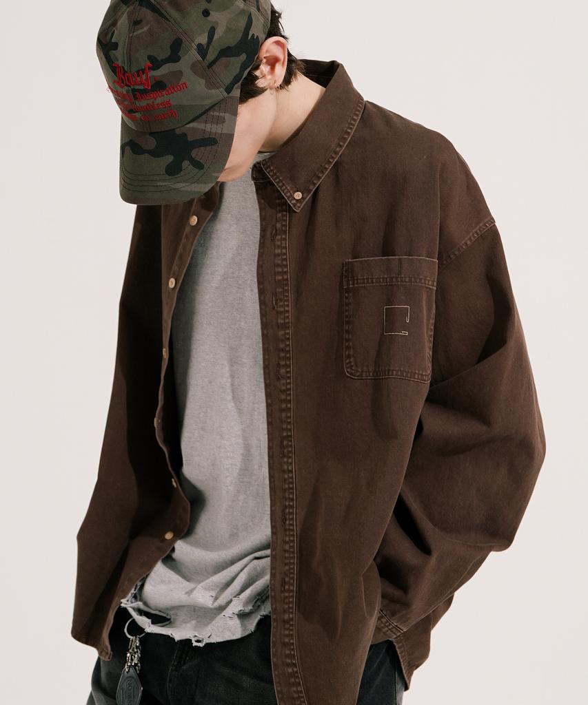 EZKATON Recycled Long Sleeve Shirt Brown Kmls6867