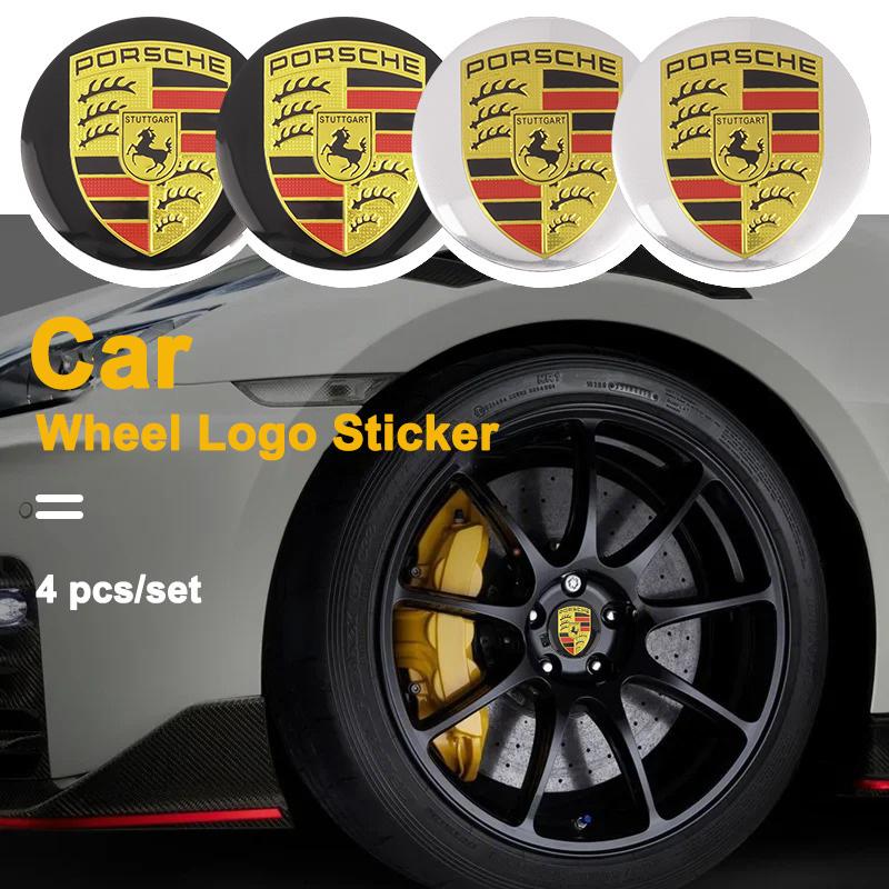 AABKW1 4pcs 3D Car Wheel Center Hub Cap Sticker Car Emblem Wheel Center Cap For Porsche Cayenne Macan 911 Boxster Cayman Panamera 718