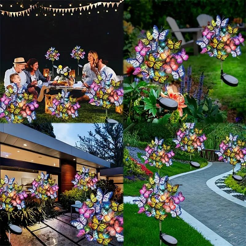Solar Outdoor Lights Butterfly Flower Garden Fairy Lights Christmas Decorations 2025 Lawn Tree Landscape Lamp Yard Path Ornament
