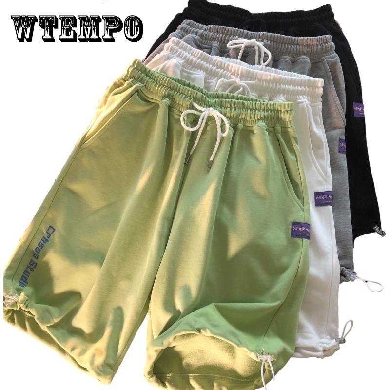 WTEMPO Drawstring Sports Shorts Women's Casual Pants Student Elastic Waist Convenient Big Pocket Gym Stadium Playground