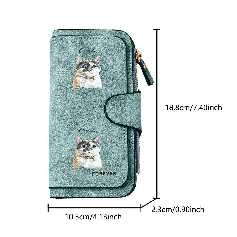 Three colored cat print long zipper wallet large capacity card holder unisex clutch bag stylish zippered coin purse suitable for daily commute work
