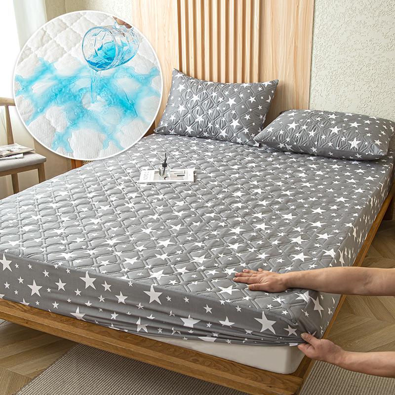 Waterproof Cotton Fitted Bed Sheet Anti-mite Mattress Protector Soft Breathable Mattress Cover Queen Fitted Sheet 140/160*200cm