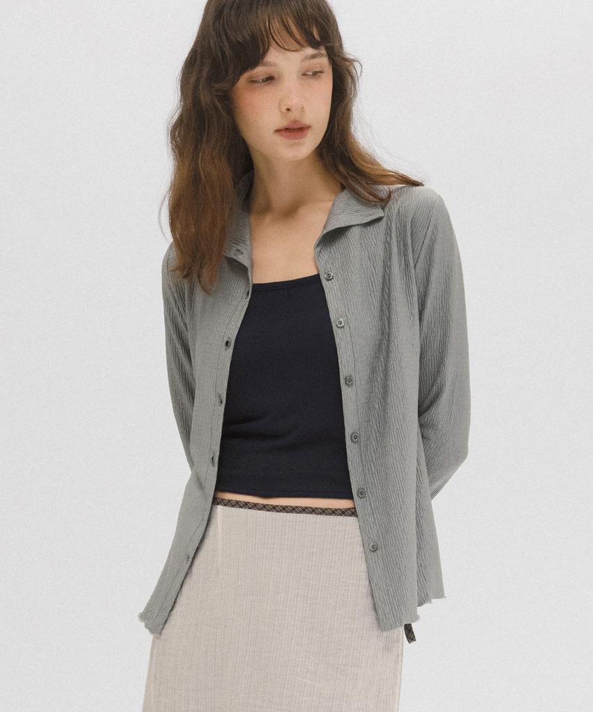 ANDNEEDS Pomi Pleats Blouse (Light Gray)