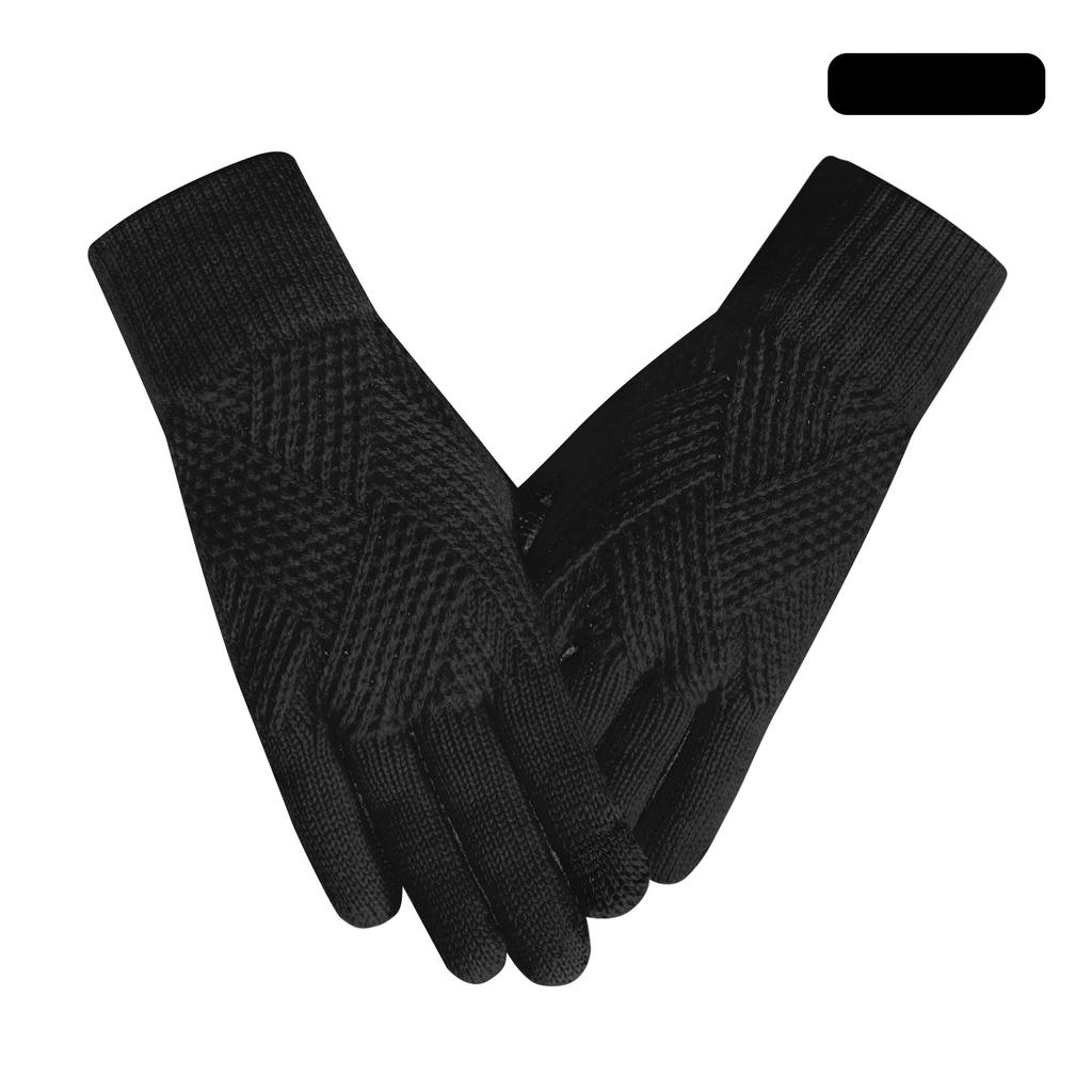 Thickened Knit Touchscreen Gloves Women's Warm Cold Resistant Simple Fleece Wool Gloves Touchscreen Enabled