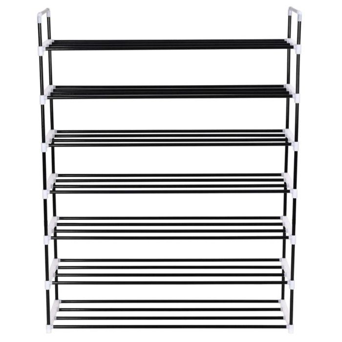 VidaXL Range-chaussures avec 7 étagères Métal et plastique Noir