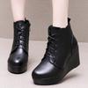 Genuine Leather Autumn Winter Women Boots Warm Plush Ankle Boots Female Wedges Boots Women Platform High Heels Shoes Size 33-43