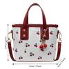 Large Capacity Cherry Crossbody Bag Cherry Pendant Square Tote Bag Bucket Shoulder Bag  Outdoor