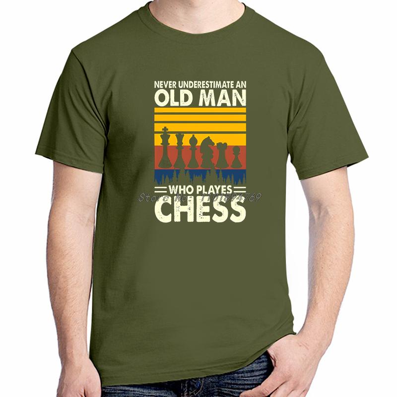Never Underestimate An Old Unisex Funny Chess Retro Shirts Graphic Tee Summer Tops Tshirt New Shirts And Tshirts Cotton Tshirt