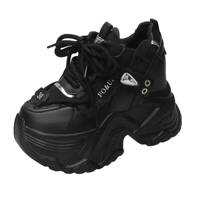 Fashion New High Platform Sneakers Women Thick Sole Non Slip Sports Dad Shoes Woman Korea PU Leather Chunky Sneakers 2023 Spring