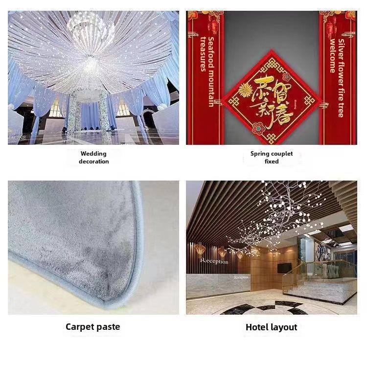 Прочная двусторонняя клейкая лента на тканевой основе для склеивания ковров, полов, кожи и стен.